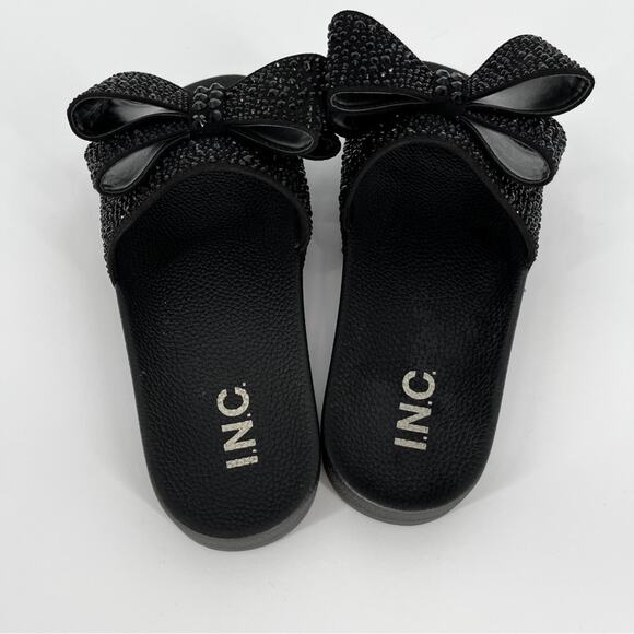 I.N.C. International Concepts Peymin Slide sandals black bow - 5 - Picture 8 of 12